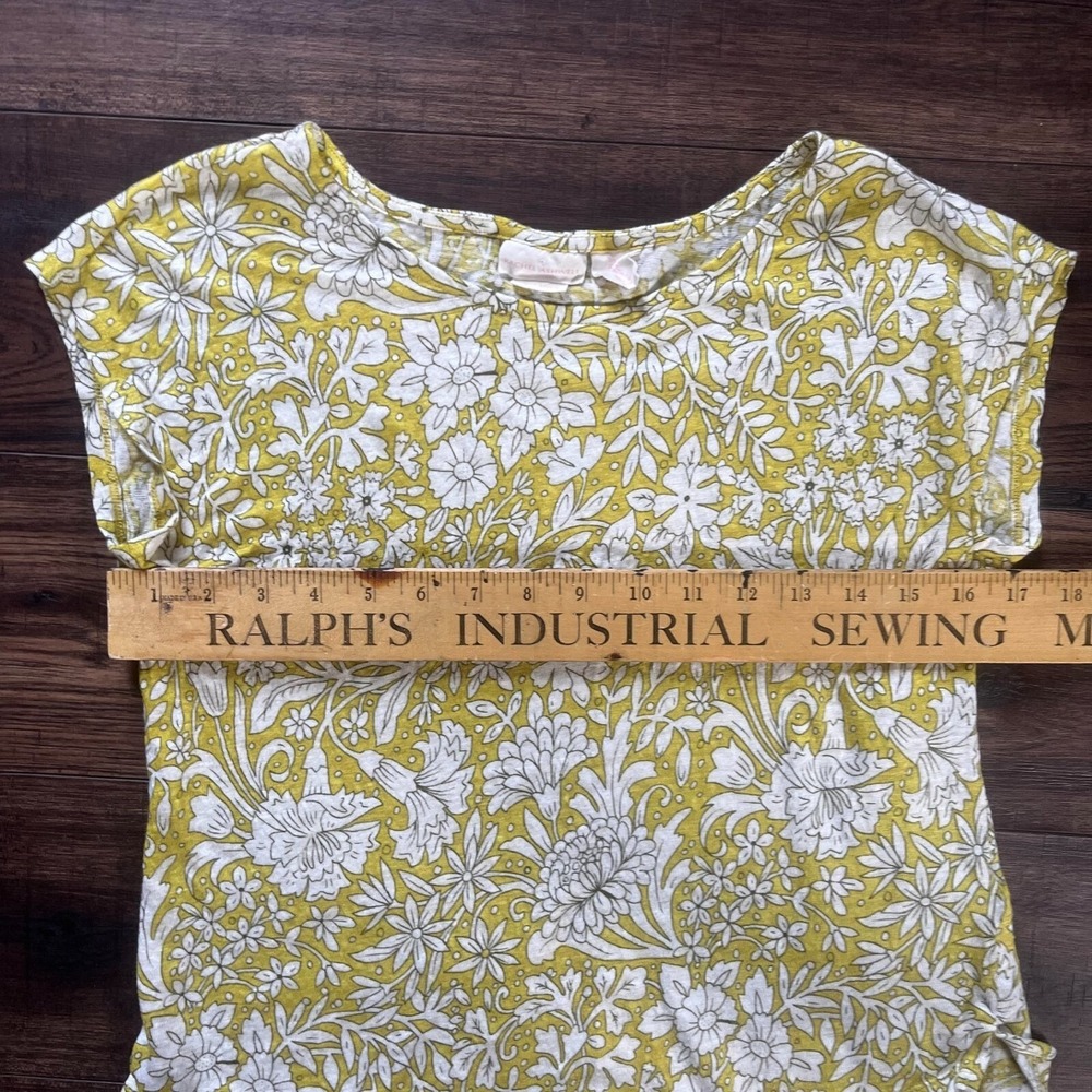 Rachel Ashwell Womens Yellow Floral 100% Linen Knit Scoop Neck Top Small - Picture 6 of 6